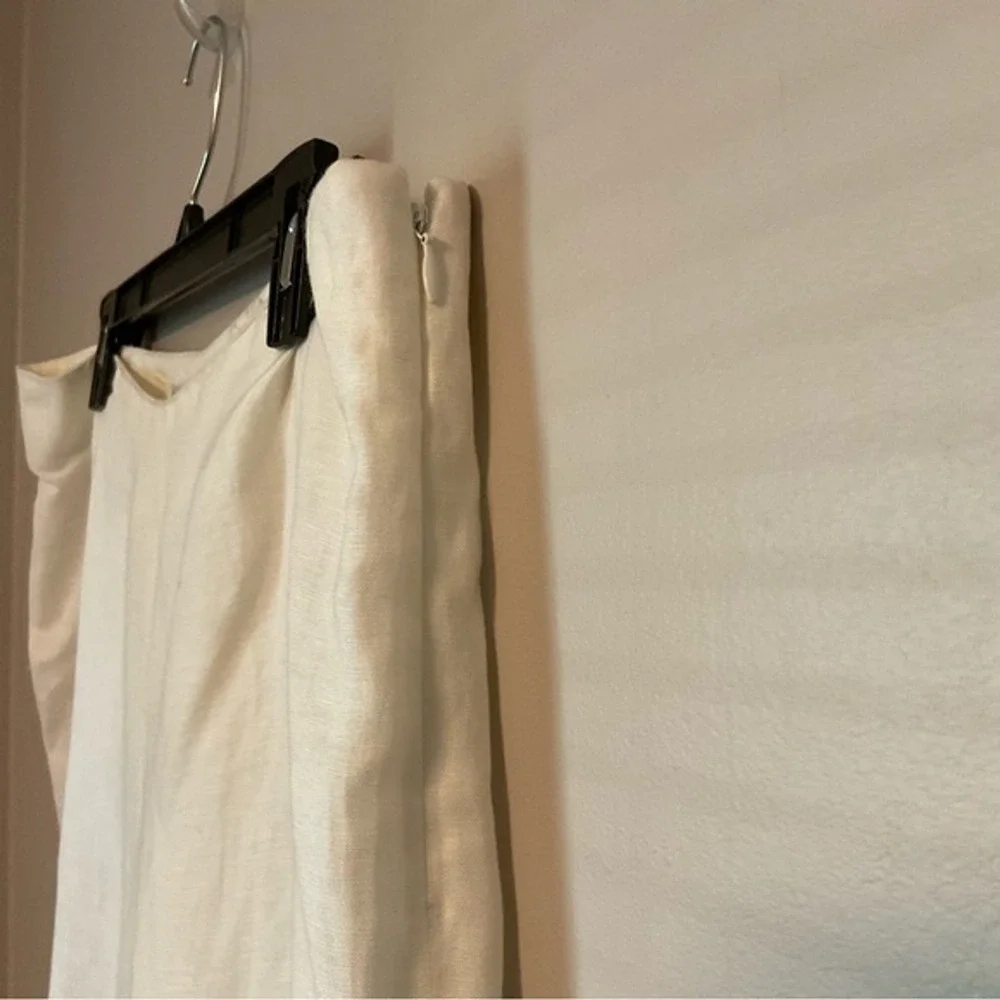 ZOEY Womens White Linen Blend Cropped‎ Pants Size 14
